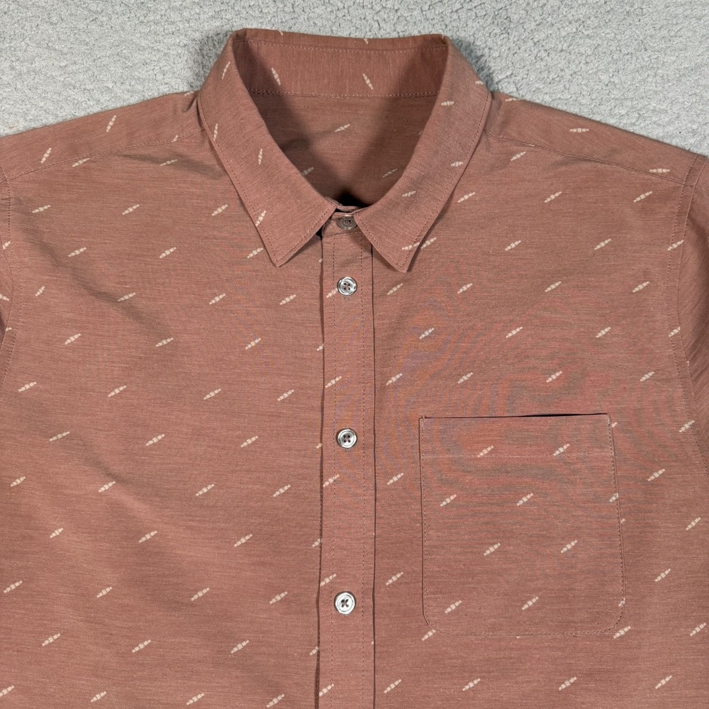 Vuori Shirt Mens Large Brown Bridge Button Down Pocket Casual Preppy Logo